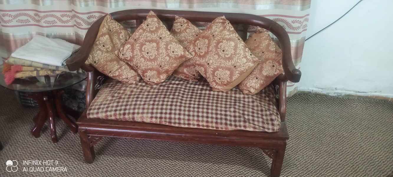 5 seater Sofa ,Bed, Mirror Table Good Wood 3