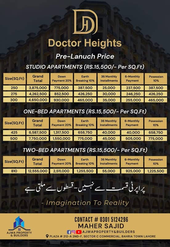 Doctor Heights easy instalments apartment available for sale 1