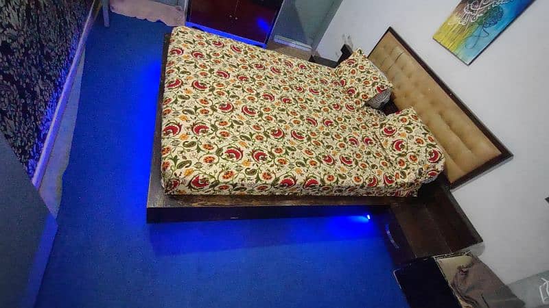 wooden bed queen size low height 2