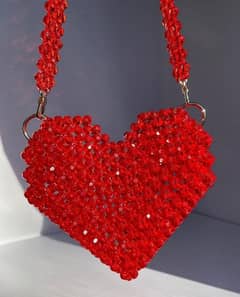 handmade heart crystal bags