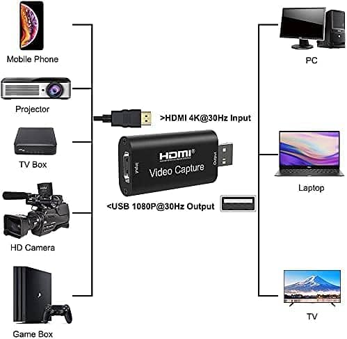 Video Graphics USB to HDMI 4K Video Capture Card USB 3.0. Loop Output 9