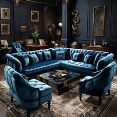 7 seater velvet sofa set