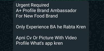 Urgent Required Female for brand Ambassador