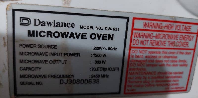 Microwave oven dawlance 3