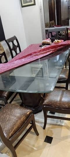 8 chairs dining table with glass top