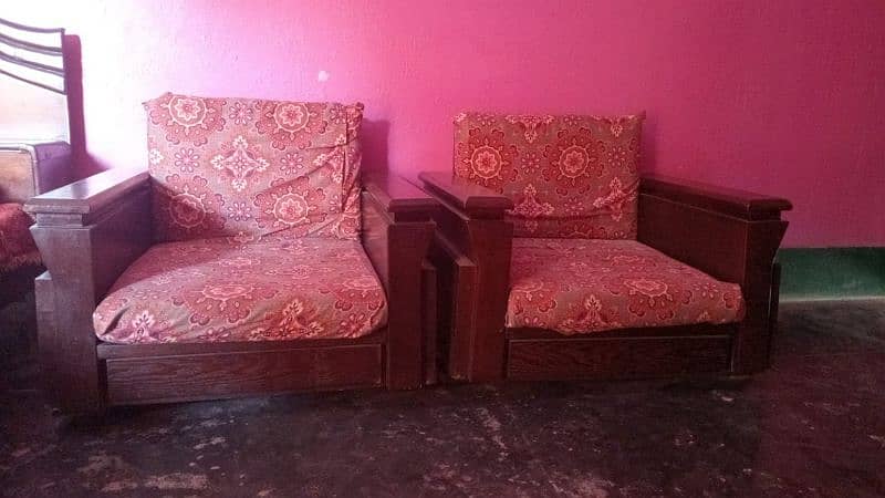 Double Bed and single bed  with Sofa set 3