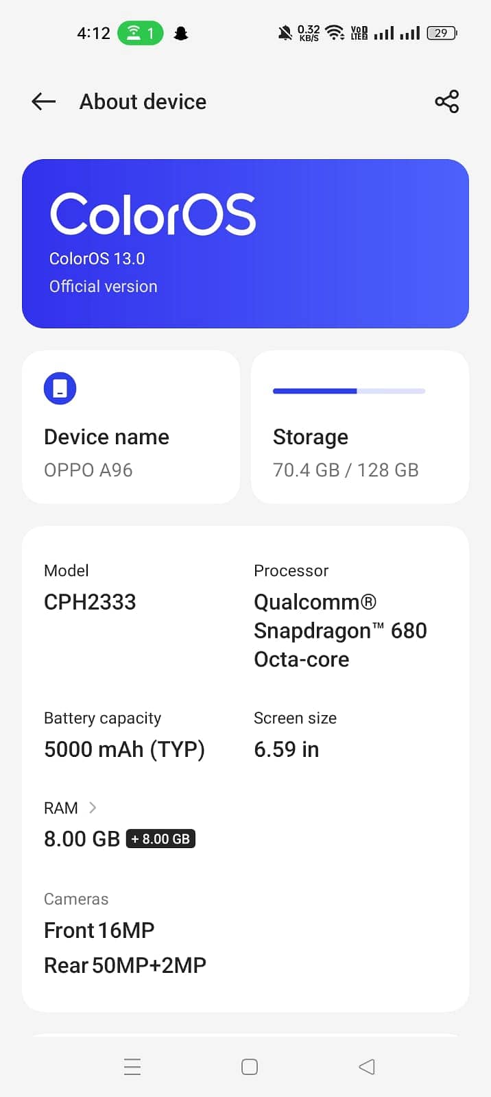 Opoo A96 8/128 for sale 2