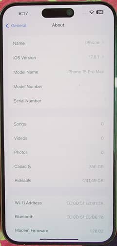 Iphone 15 Pro Max, 256 GB, Non PTA, 100% Battery Health