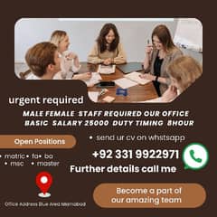 +92 331 9922971 Urgent need of male-female for foreign office islamabd 0