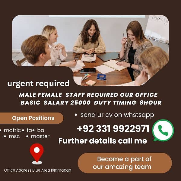 +92 331 9922971 Urgent need of male-female for foreign office islamabd 0