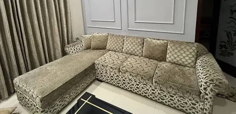 Wooden L shaped sofa 0