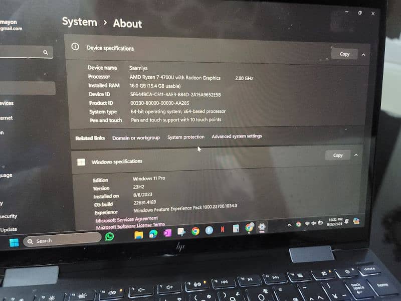 Hp Envy x360 Touch screen Ryzen 7 Windows 11 Pro 13.5 inch 12