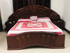 King size bed with mattress and side tables (Pure wood)