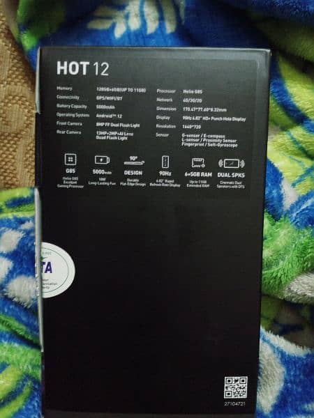 Infinix Hot 12 6/128 with box and all accessories 3