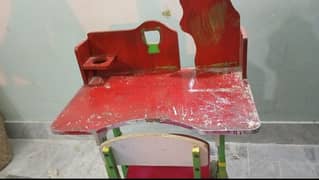 kids Study Table And Chairs, roughly used, Paint is removed from table