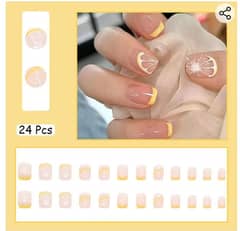 24Pcs Press on Nails Short Summer
False Nails Lemon Acrylics 0