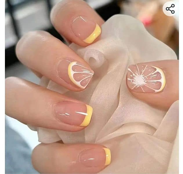 24Pcs Press on Nails Short Summer
False Nails Lemon Acrylics 2