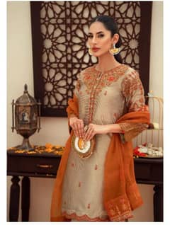 Golden Mesuri Embroidered 3pc SOHAYE by Diners 0