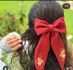 Hand Embroidered hair bow