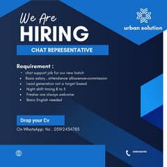 we are hiring chat based job for our new batch