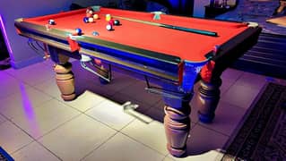 self made solid wood 8 ball pool table 3 x 6 with new carpet