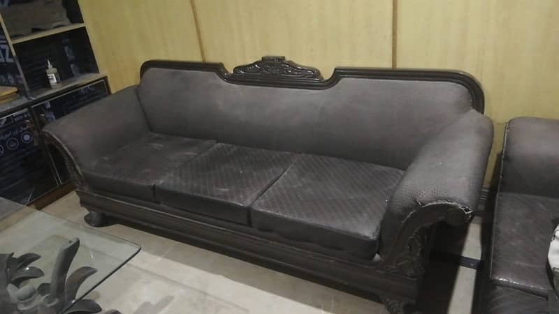 Sofa Set Leather and Solid Wood 1