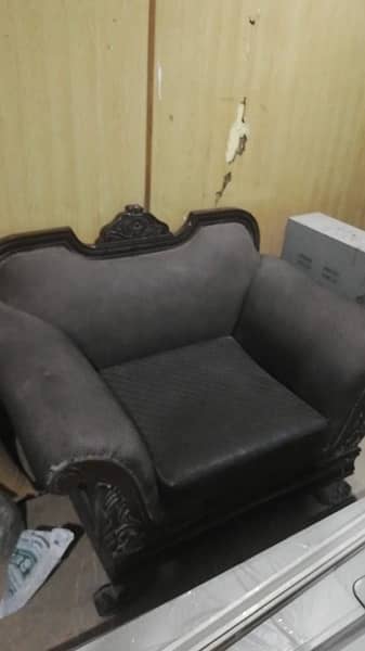 Sofa Set Leather and Solid Wood 2