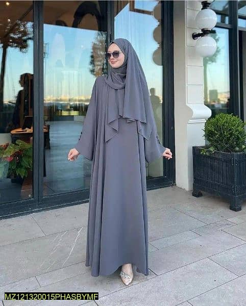 georgette plain abaya with stoller 3