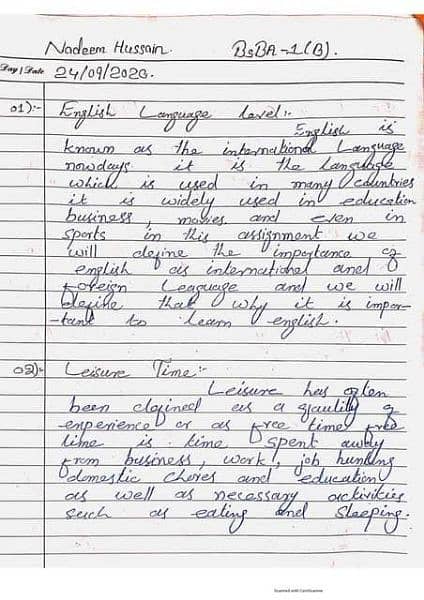 Handwriting assignment work 2