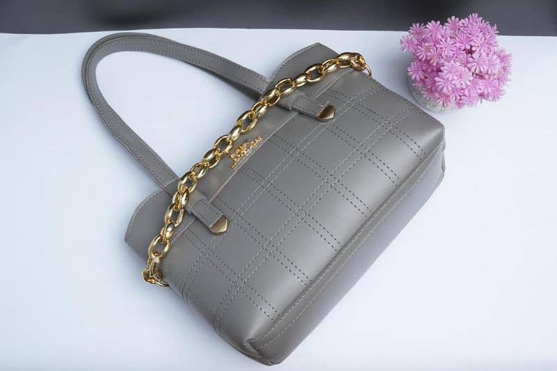 Women's PU leather plain hand bag 5