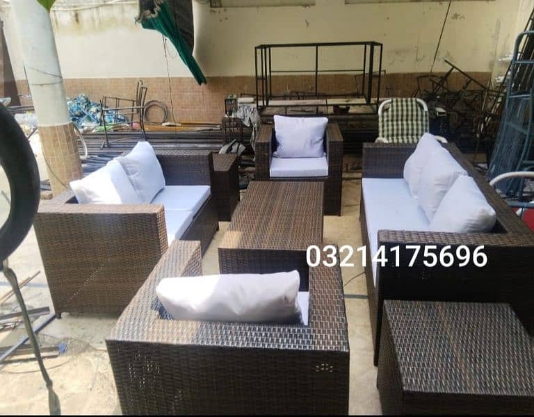 OUTDOOR GARDEN RATTAN UPVC FURNITURE SOFA SET CHAIRS TABLE UMBRELLA 18