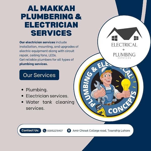 Plumber,& electric,& water tank cleaner services. 3