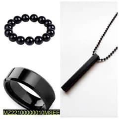 Vertical bar boys Pendant, ring and bracelet set