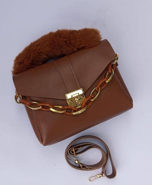 Chunky Chain Purse With Fur For Women And Girls 1