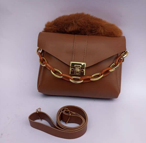 Chunky Chain Purse With Fur For Women And Girls 3