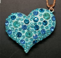 New Cute Blue Enamil Heart Crystal Pendant Fashion Women Necklace