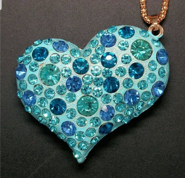 New Cute Blue Enamil Heart Crystal Pendant Fashion Women Necklace 0