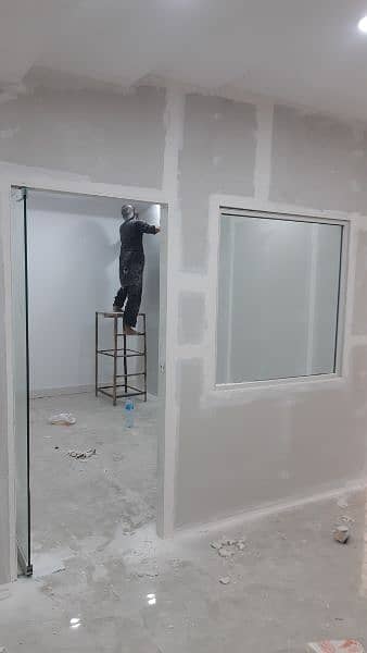 ceiling partitions  Gypsum board Glass alluminium 6