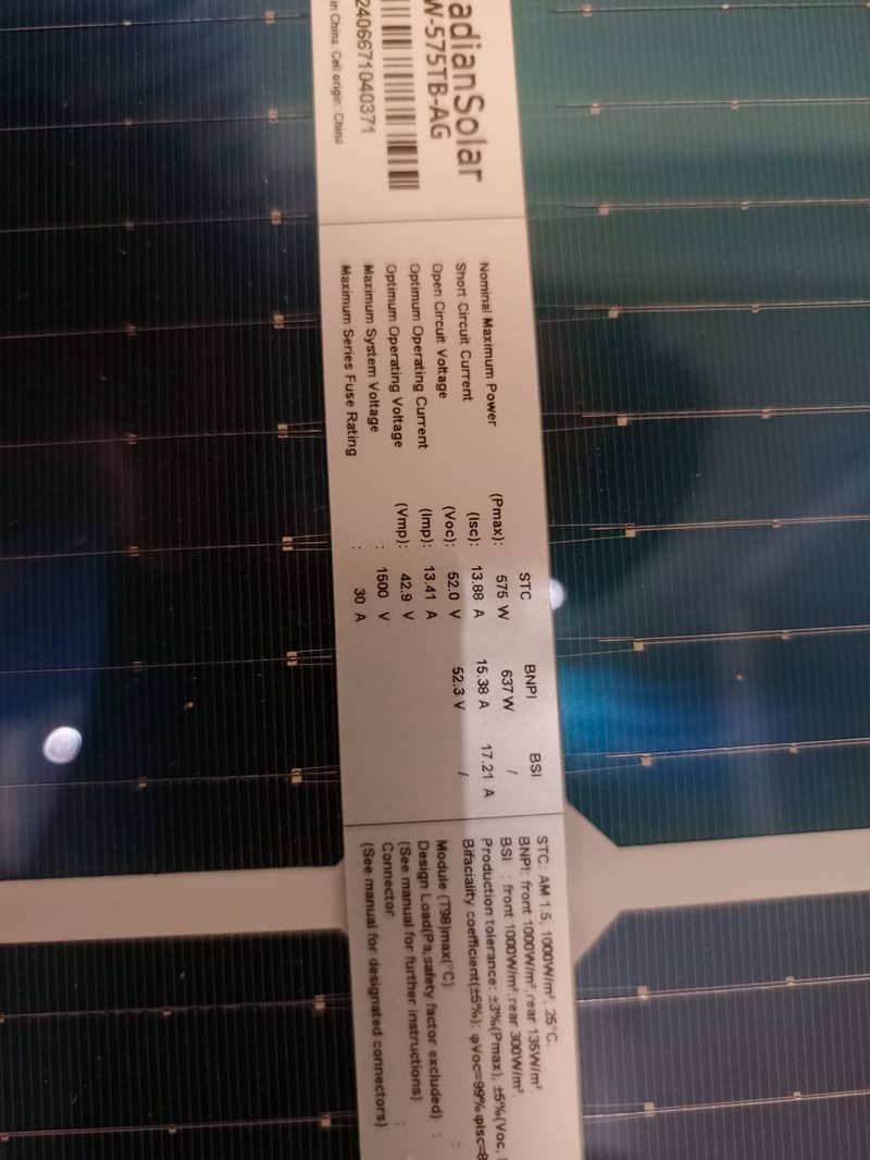 Canadian Solar Panel 575watt N type Bifacial Stock 4