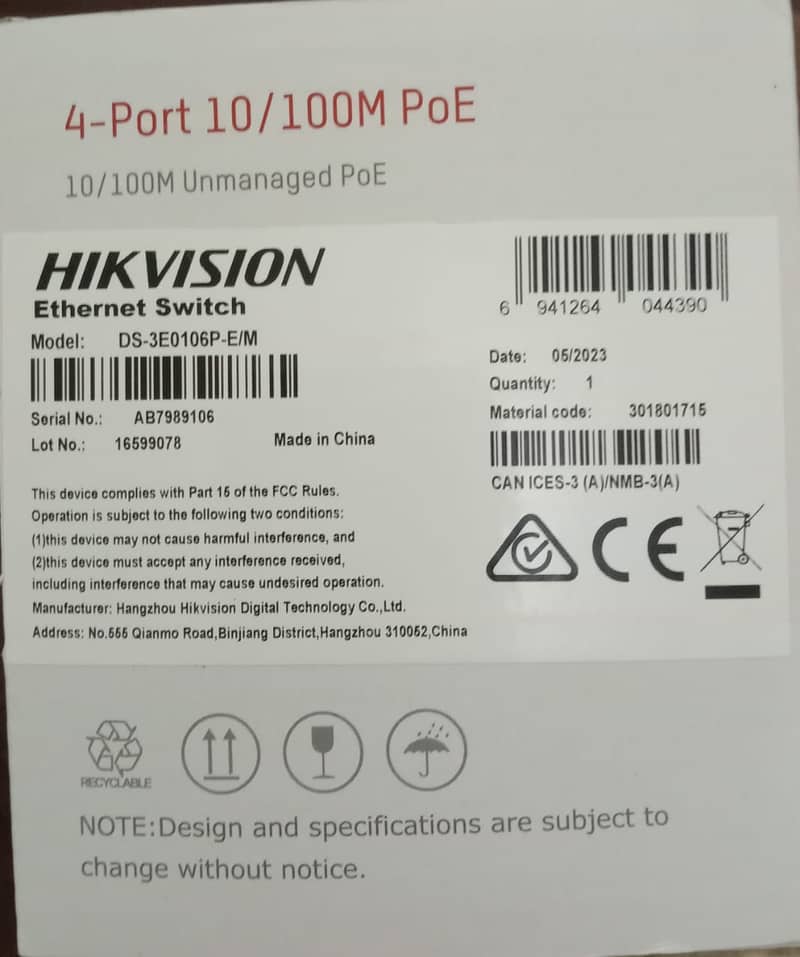 HIKVISION 4-Port POE + 2 uplink ports Network Switch 2