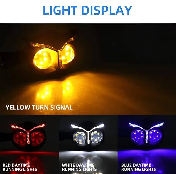 Pack Of 2 Pcs Owl Style Dual Color Motorcycle Driving Headlight 1