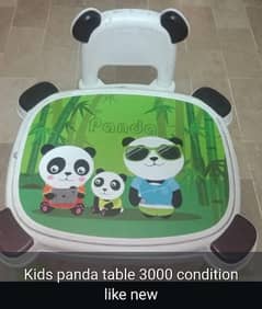 kids panda tabke with 2 portion 1 chair