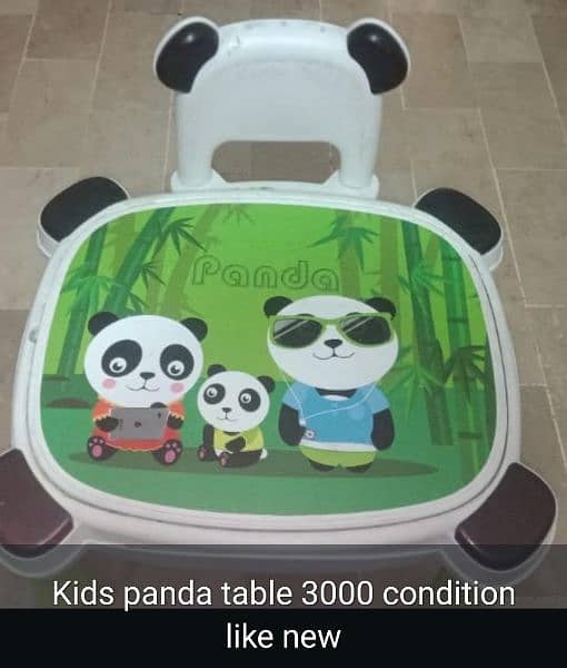 kids panda tabke with 2 portion 1 chair 0