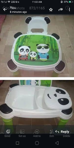 kids panda tabke with 2 portion 1 chair 1