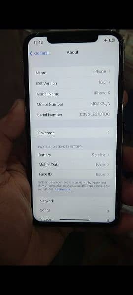 Iphone X NON PTA batter 74 panel change face id not working 64gb 1