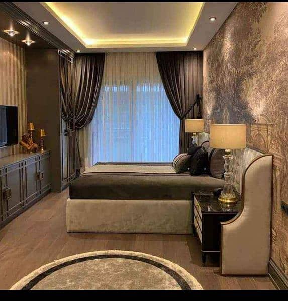 kitchen cabinets, majlis, LED Wall, Wall molding, wooden floor 9