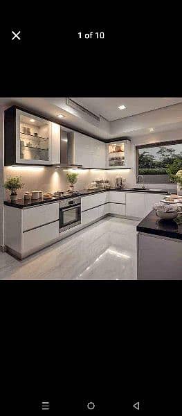 kitchen cabinets, majlis, LED Wall, Wall molding, wooden floor 14