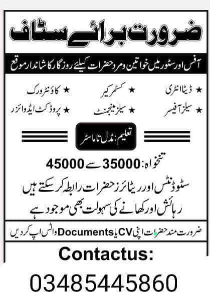 Male and female staff required 0