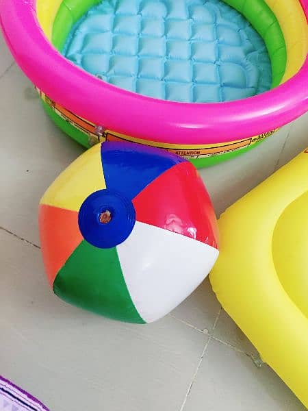 inflatable swimming seat ring, small pool and ball for children 6