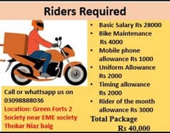 Rider Job available/ Delivery boy